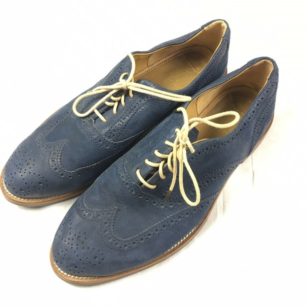 J Shoes Blue Leather Wingtip Oxford 10